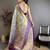 Blue kanjeevaram silk blend zari woven saree with unstitched blouse piece