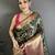 Bottle green kanjeevaram silk blend zari woven saree with unstitched blouse piece