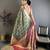 Bottle green kanjeevaram silk blend zari woven saree with unstitched blouse piece