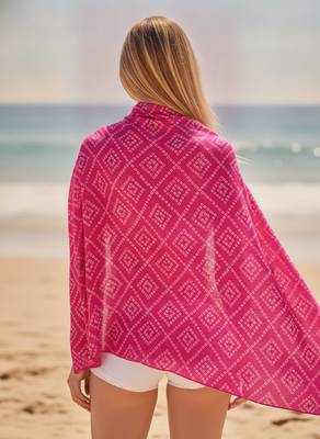 Women's bandhani printed pink rayon dupatta 4