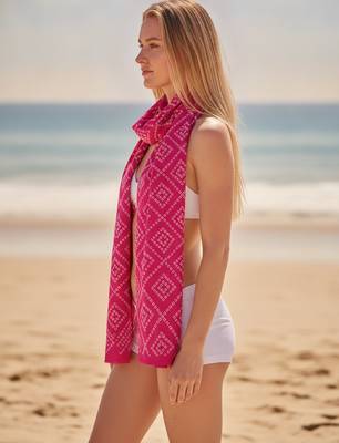 Women's bandhani printed pink rayon dupatta 5