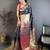 Navy blue kanjeevaram silk blend zari woven saree with unstitched blouse piece