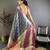 Navy blue kanjeevaram silk blend zari woven saree with unstitched blouse piece
