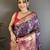 Purple kanjeevaram silk blend zari woven saree with unstitched blouse piece