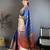 Royal blue kanjeevaram silk blend zari woven saree with unstitched blouse piece