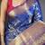 Royal blue kanjeevaram silk blend zari woven saree with unstitched blouse piece