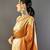 Orange nylon viscose zari woven saree with unstitched blouse piece