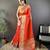 Red nylon viscose zari woven saree with unstitched blouse piece