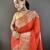 Red nylon viscose zari woven saree with unstitched blouse piece