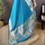 Teal nylon viscose zari woven saree with unstitched blouse piece