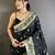 Black silk zari woven paithani saree with unstitched blouse piece