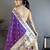 Purple silk zari woven paithani saree with unstitched blouse piece