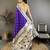 Violet silk zari woven paithani saree with unstitched blouse piece