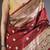 Maroon soft silk zari banarasi saree with unstitched blouse piece