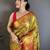 Gold kanjeevaram silk zari woven saree with unstitched blouse piece