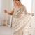 Cream tissue embridered saree with unstitched blouse piece
