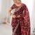 Maroon tissue embridered saree with unstitched blouse piece