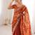 Orange tissue embridered saree with unstitched blouse piece