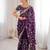 Purple tissue embridered saree with unstitched blouse piece