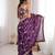 Purple tissue embridered saree with unstitched blouse piece