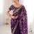 Purple tissue embridered saree with unstitched blouse piece
