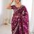 Wine tissue embridered saree with unstitched blouse piece