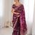Wine tissue embridered saree with unstitched blouse piece