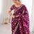 Wine tissue embridered saree with unstitched blouse piece