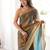 Gold tissue embridered saree with unstitched blouse piece
