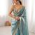 Sky blue tissue embridered saree with unstitched blouse piece