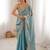 Sky blue tissue embridered saree with unstitched blouse piece
