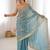 Sky blue tissue embridered saree with unstitched blouse piece