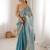 Sky blue tissue embridered saree with unstitched blouse piece