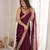 Wine tissue embridered saree with unstitched blouse piece
