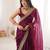 Wine tissue embridered saree with unstitched blouse piece
