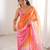 Orange & pink tissue embridered saree with unstitched blouse piece