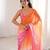 Orange & pink tissue embridered saree with unstitched blouse piece