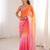Orange & pink tissue embridered saree with unstitched blouse piece