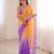 Yellow & purple tissue embridered saree with unstitched blouse piece