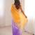 Yellow & purple tissue embridered saree with unstitched blouse piece
