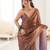 brown tissue embridered saree with unstitched blouse piece