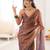 brown tissue embridered saree with unstitched blouse piece