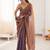 brown tissue embridered saree with unstitched blouse piece