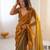 gold tissue embridered saree with unstitched blouse piece