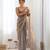 grey tissue embridered saree with unstitched blouse piece
