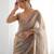 grey tissue embridered saree with unstitched blouse piece