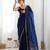 navy blue tissue embridered saree with unstitched blouse piece