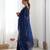 navy blue tissue embridered saree with unstitched blouse piece