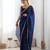 navy blue tissue embridered saree with unstitched blouse piece