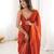 orange tissue embridered saree with unstitched blouse piece